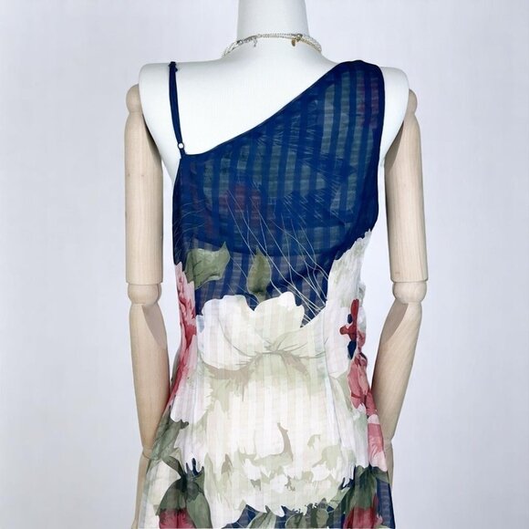 NWT Elliatt Odeon Draped Collar Mini Dress Navy Floral Multi - Picture 6 of 9